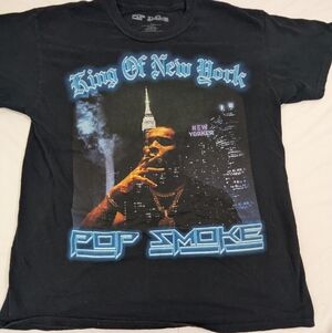 Pop Smoke King Of New York Men's Black Tshirt Size Large